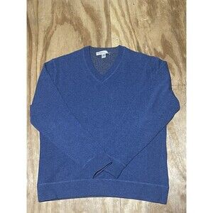 Harry Rosen Cashmere Vneck Men XL Sweater Blue Knit Pullover Long sleeve @L3
